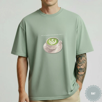 Matcha Latte Graphic Tee with Coding Humor Design