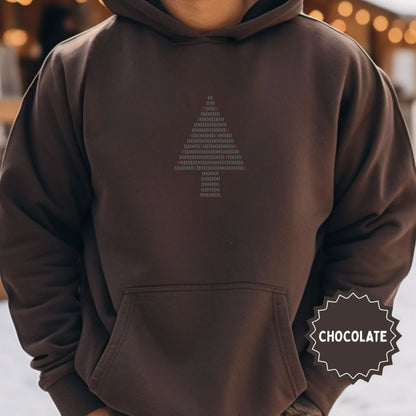 Binary Code Christmas Tree Hoodie Chocolate Color