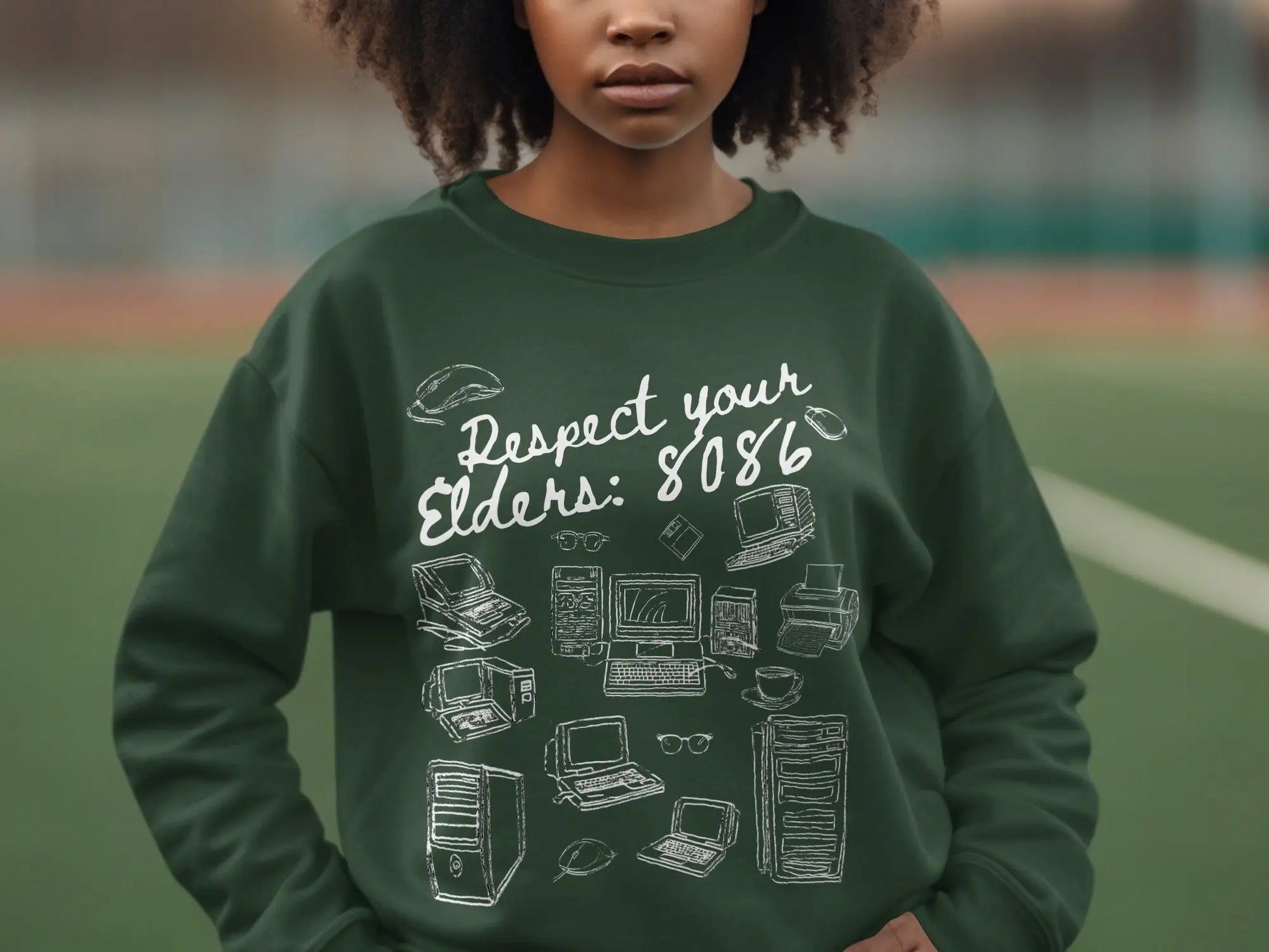 Respect Your Elders 8086 Vintage Computer Sweatshirt