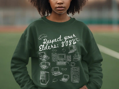 Respect Your Elders 8086 Vintage Computer Sweatshirt