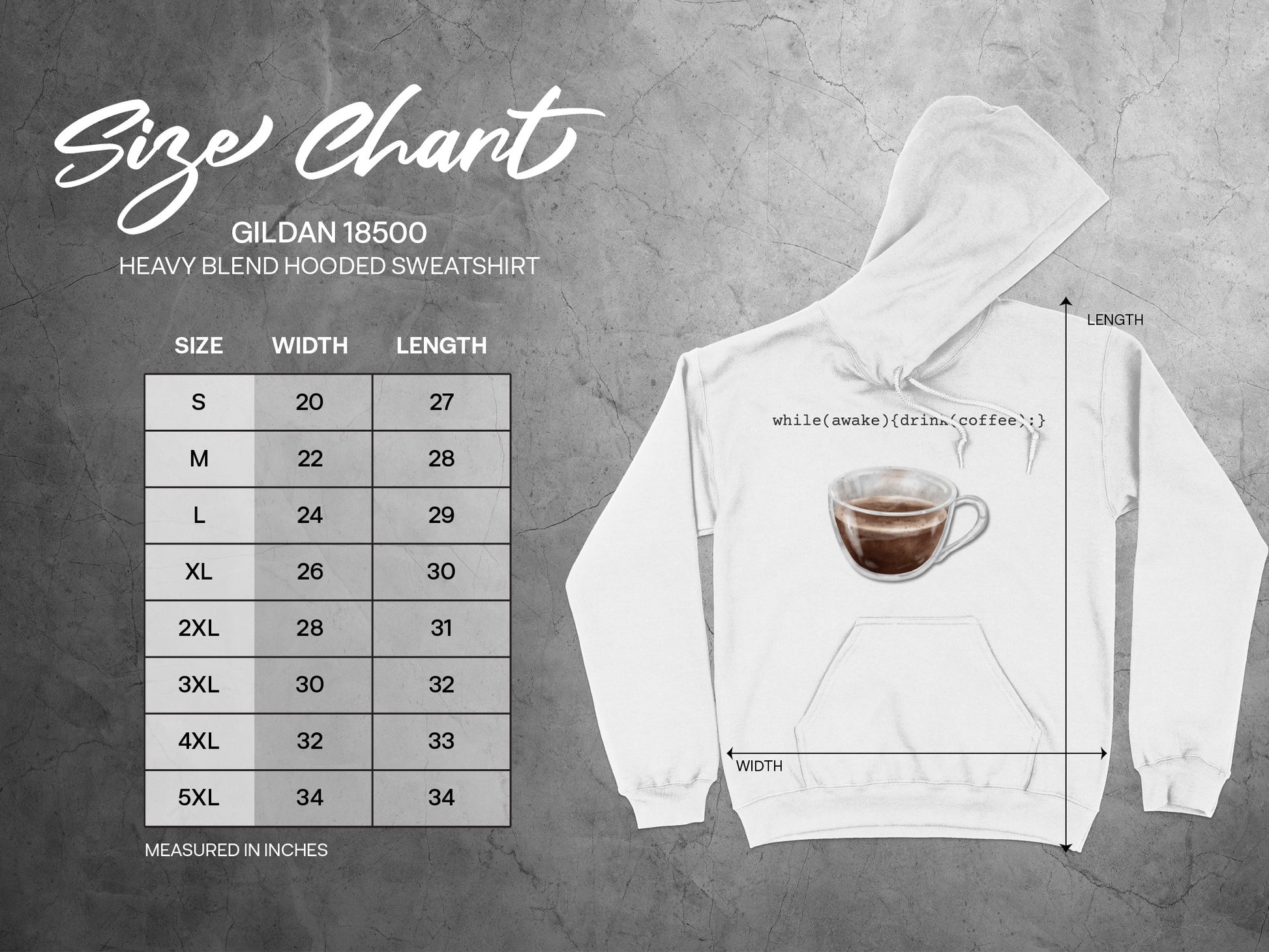 While Awake Drink Coffee Hoodie Top with Size Chart