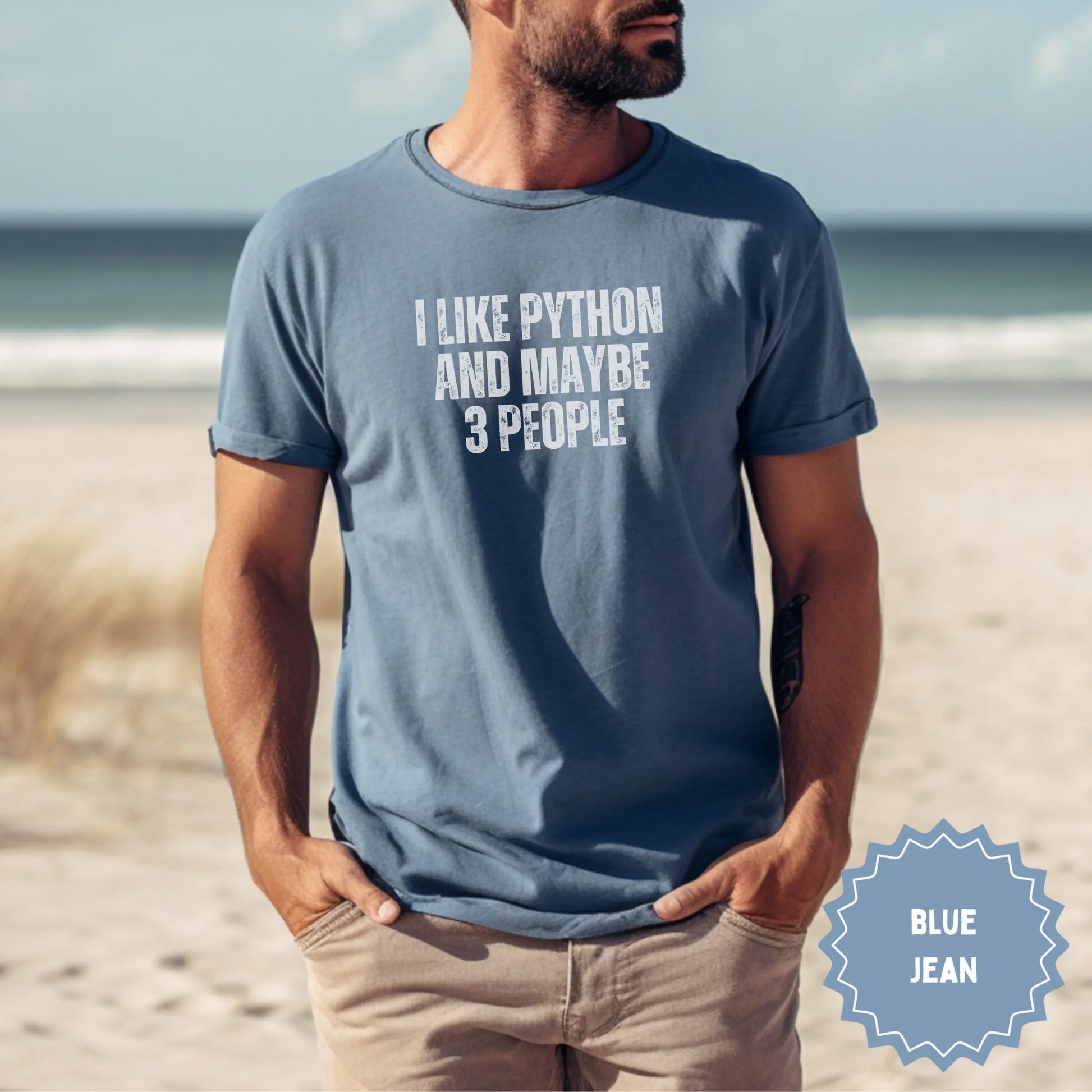 I Like Python And Maybe 3 People Blue Jean T-shirt