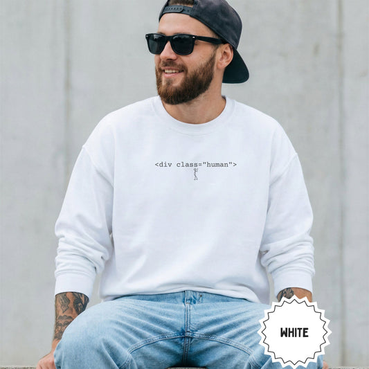 Div Class Human White Sweatshirt Product