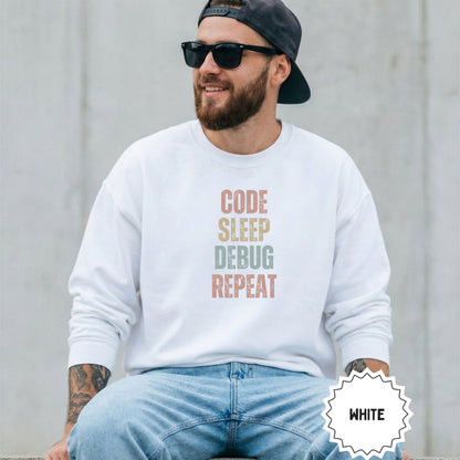 Code Sleep Debug Repeat Graphic Sweatshirt