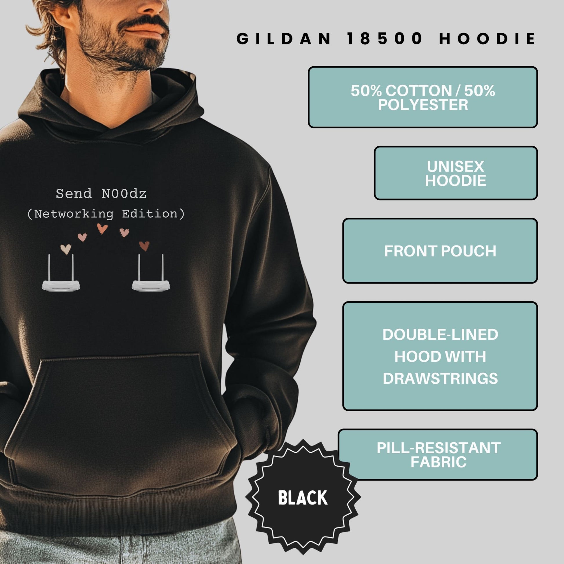 Send N00dz Networking Edition Gildan 18500 Hoodie Product