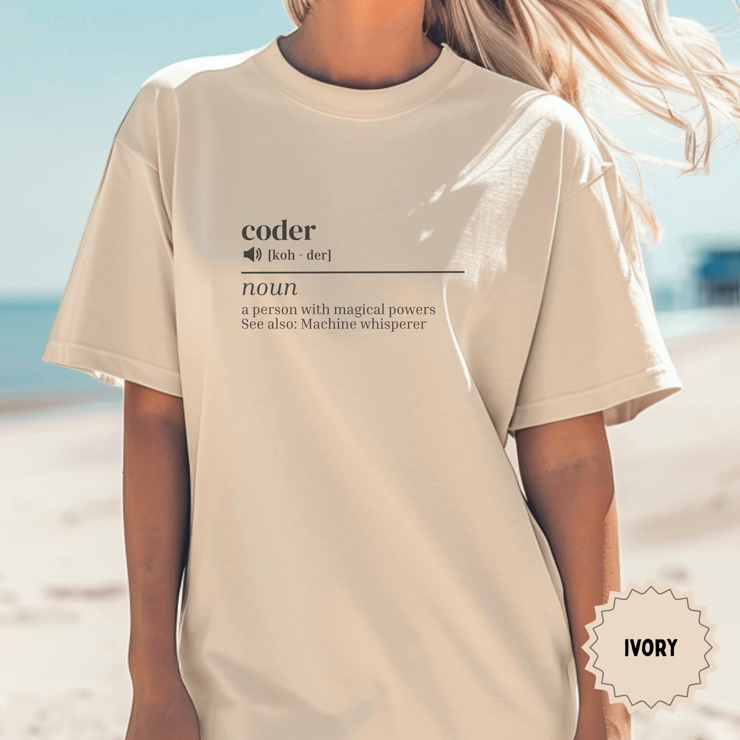 Coder Definition Graphic Tee with Magical Powers Design