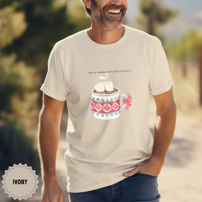 Cozy Winter Design Ivory T-Shirt With Cocoa Print