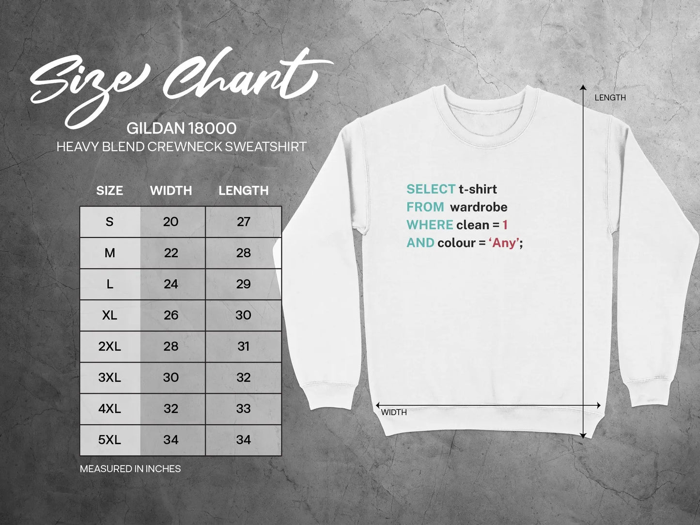 SQL Query Themed White Crewneck Sweatshirt