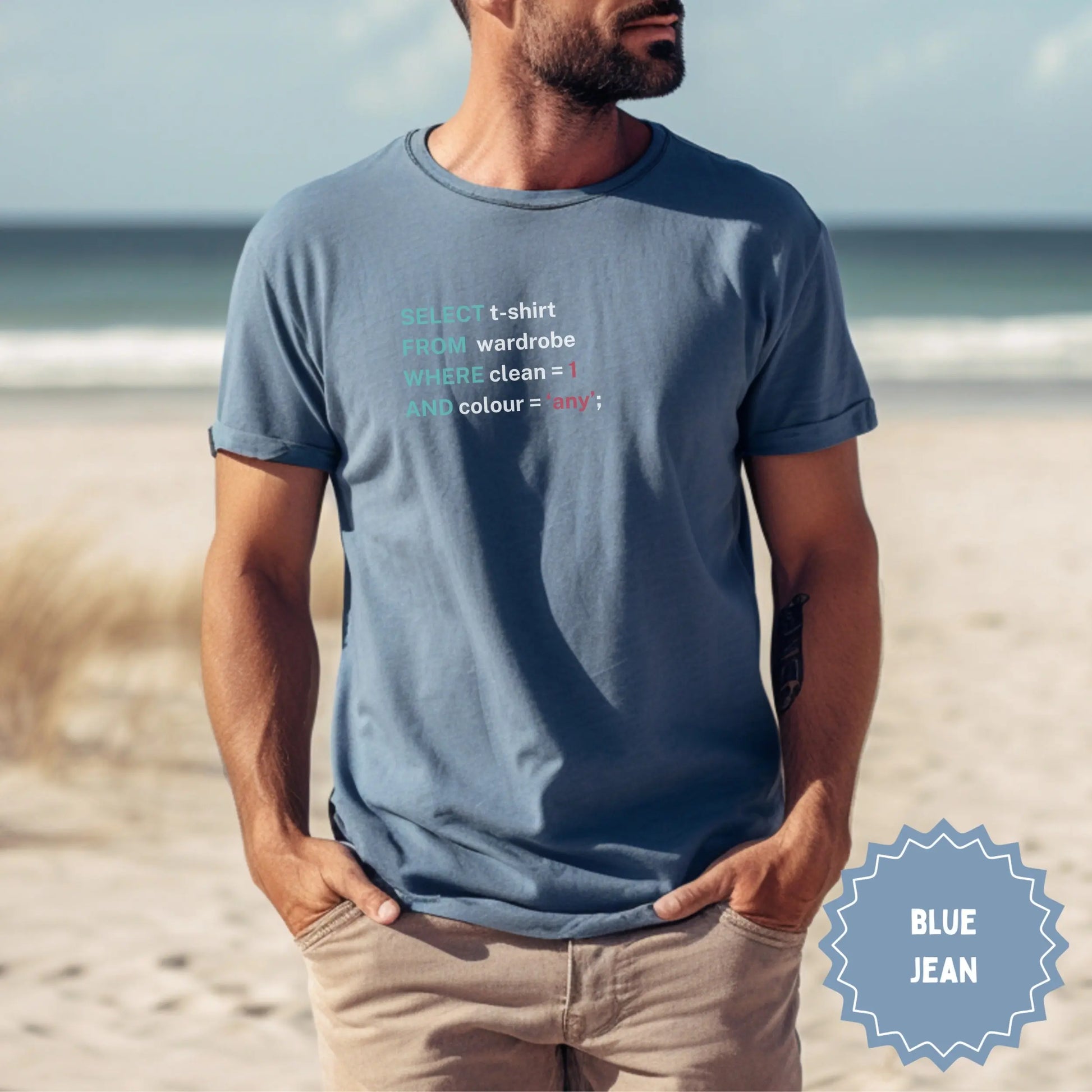 SELECT T-Shirt From Wardrobe WHERE Clean AND Colour Any