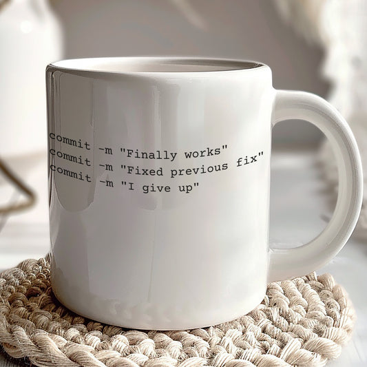 Commit Messages Finally Works Fixed I Give Up Mug