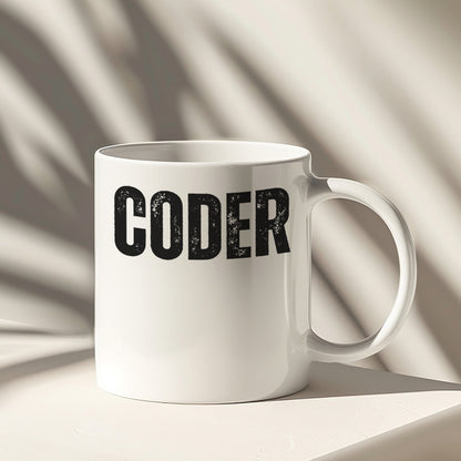 Bold Black Coder Design Mug Perfect for Programmers