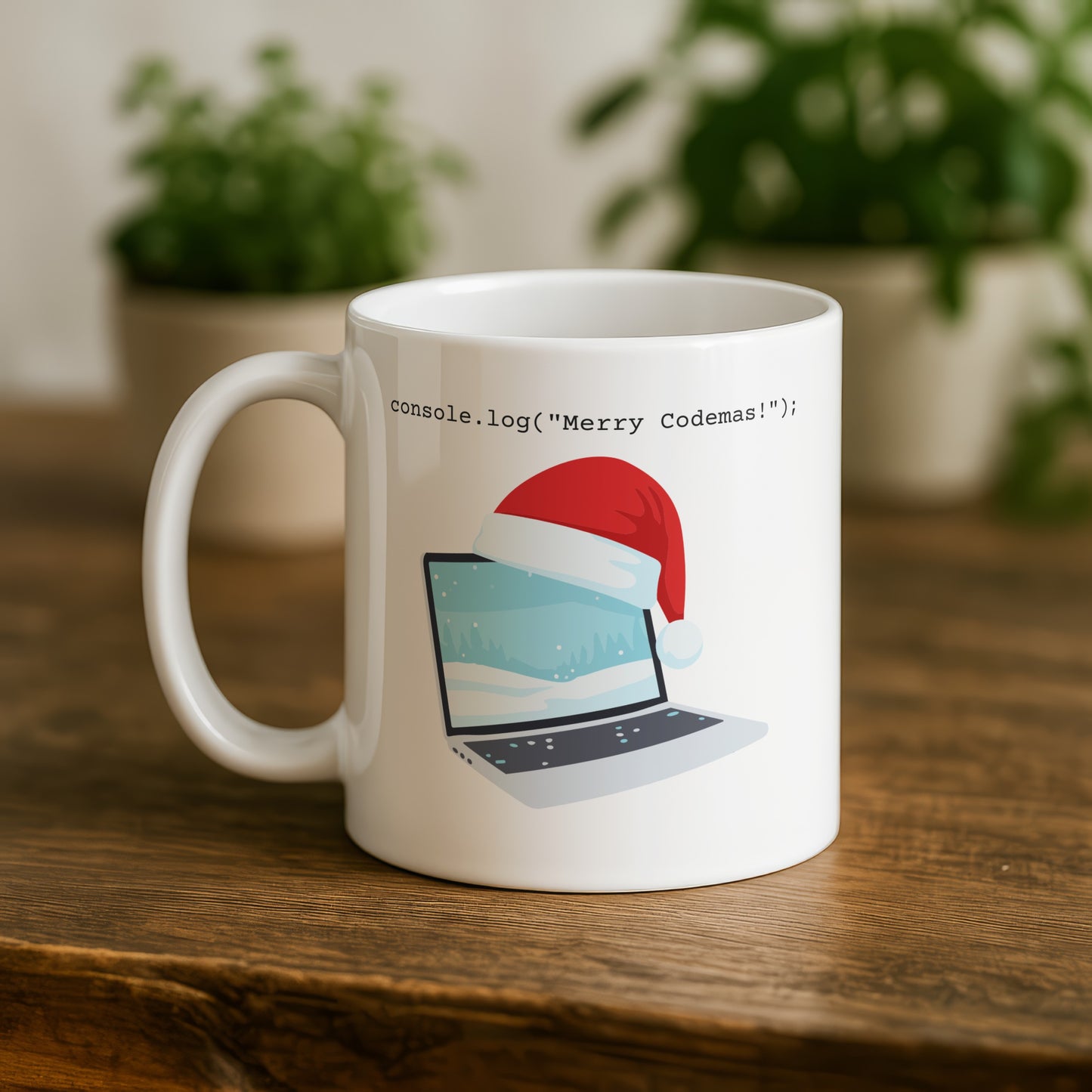 Merry Codemas Santa Hat Computer Graphic Mug