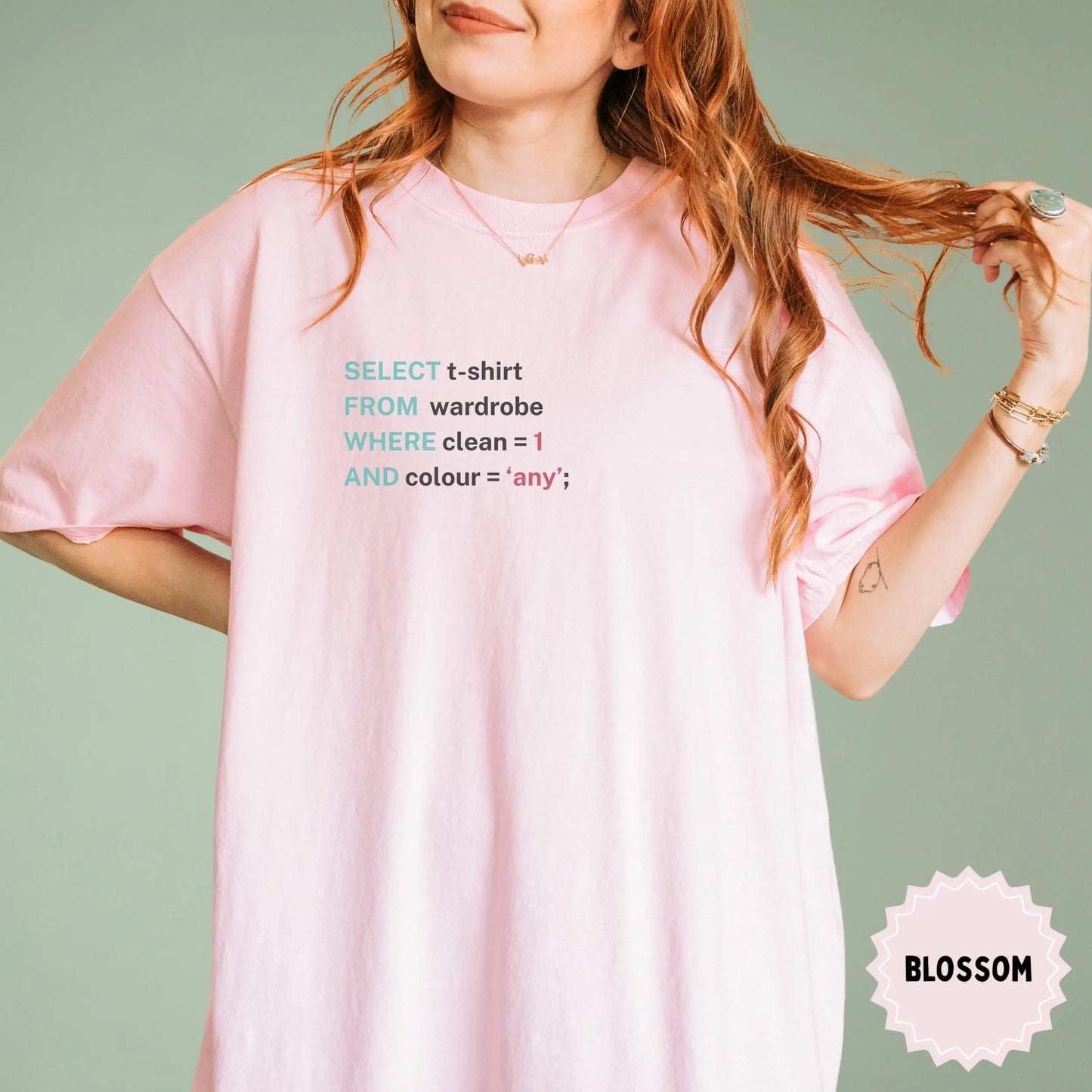 SELECT t-shirt FROM wardrobe WHERE clean AND colour shirt
