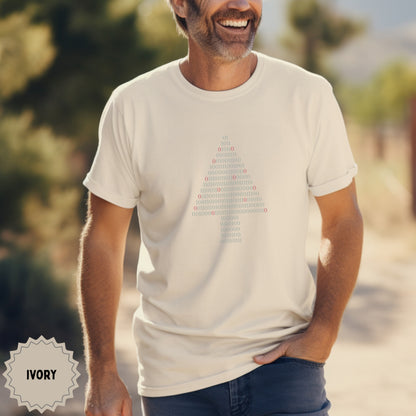 Ivory Men's Shirt with Vertical Tree Design