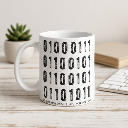 Binary Code Mug with Funny Caption for Programmers