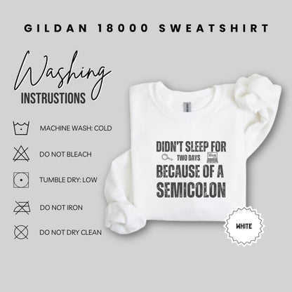 Didn't Sleep For Two Days Because Of A Semicolon Sweatshirt