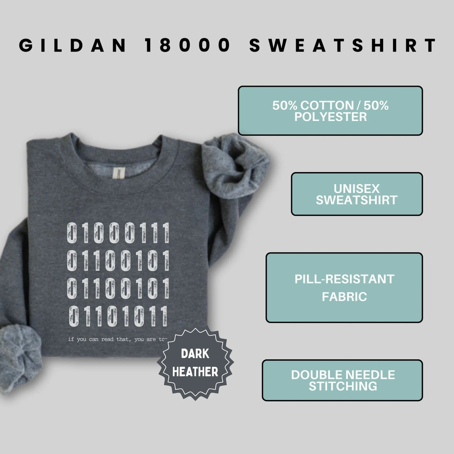 Gildan 18000 Sweatshirt Dark Heather Unisex Sweatshirt