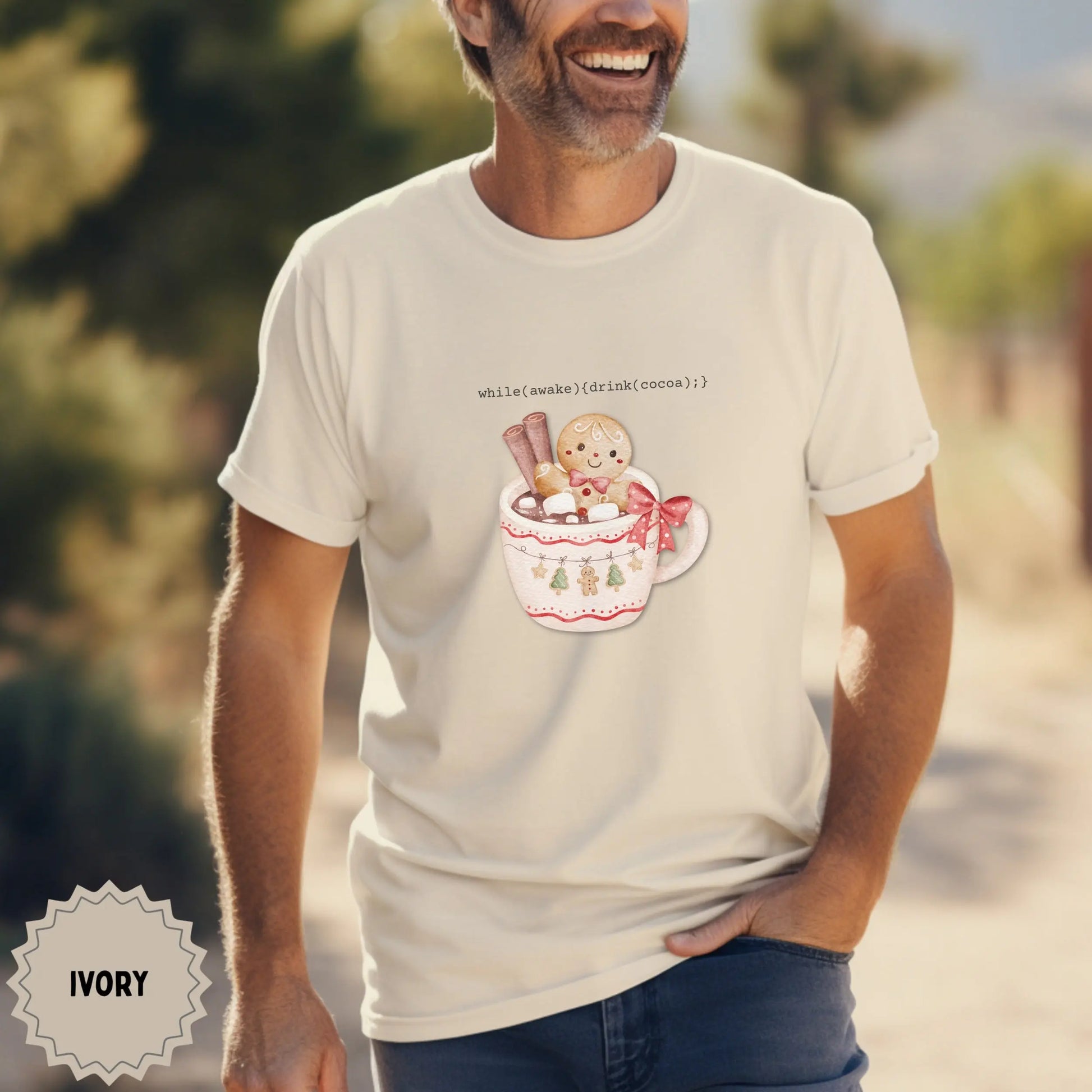 Gingerbread with Cocoa Drink Design Ivory T-Shirt