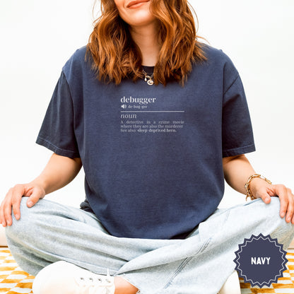 Debugger Definition Text Graphic Navy T-shirt